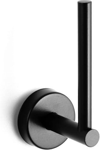 Kapitan Toilettenpapierhalter Vertikal WC Ersatzrollenhalter Klopapierhalter Poliert Edelstahl Klebeband Wandmontage Selbstklebend Ohne Bohren Made in der EU (Schwarz matt)