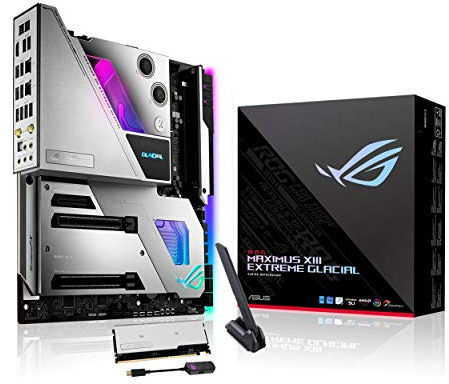 Asus ROG Maximus XIII Extreme Glacial (WiFi 6E) Z590 LGA 1200(Intel® 11th) EATX gaming motherboard (PCIe 4.0,18+2 power stages,integrated EK water block, 5xM.2 slots, 2xThunderbolt™ 4, 10 & 2.5Gb LAN)