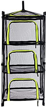 Outdoor-Trockennetz 4-lagig, stehend und hängend Mesh-Hydroponik-Trockengestell, faltbarer Kräutertrockner mit Reißverschluss und Aufbewahrungstasche für Outdoor-Camping, Geschirr, Lebensmittel, Kleid