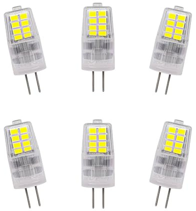 ZHIYUE 6 Stück G4 3W LED Birne Kaltweiss 6000k AC220-240V 300LM Nicht dimmbar Ersetzen G4 30W Halogenbirne, Bi-Pin G4 Sockel JC Typ Verwendet für Wohnzimmer Kronleuchter, Wandlampen