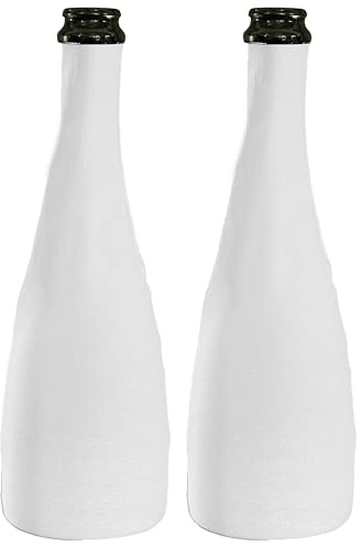 Skydd för vinflaska i lira, tätt passande och elastisk, perfekt för presenter eller flaskförvaring, 2-pack (vit)