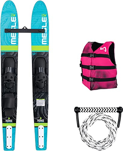 MESLE Junior Combo Wasserski Set Homie 139 cm, Weste Sportsman & Leine Combo, Wasserski für Kinder und Jugendliche, für Anfänger und Fortgeschrittene bis 60 kg