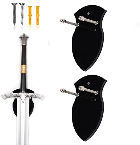 Schwert Stand Acryl Schwert Plaque Schwert Haken Wand Haken Display Stand Single Schwert Vertikale Wand Mount Universal Schwert Stand Wandhalterung Display Stand Für (Schwarz 2 Set)