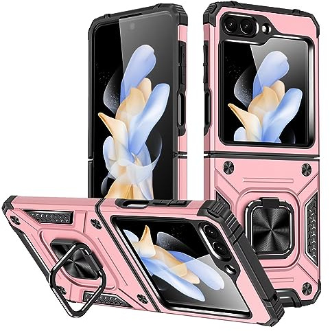 KANSi Fodral till Samsung Galaxy Z Flip 5, skyddande silikon TPU stötsäker tuff rustning hårt skydd – roséguld
