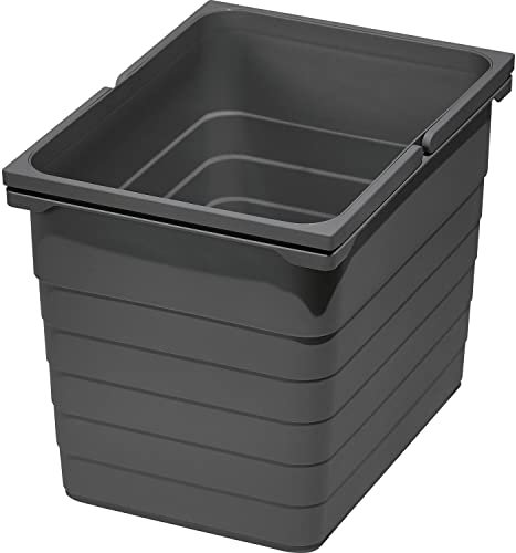 NINKA Abfallbehälter 17 Liter mit Bügelgriffen, Müllbehälter für Abfallsammler, Kunststoff dunkelgrau