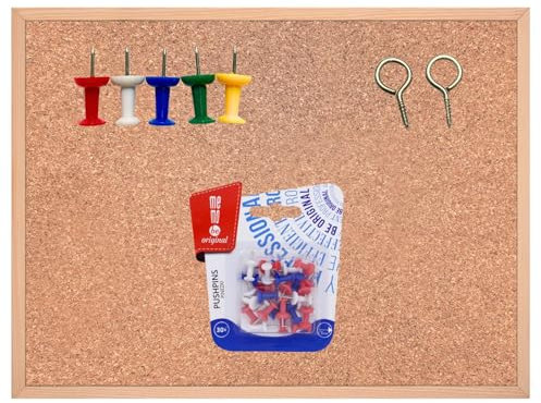 Pinnwand Pinwand Korkboard Pinnboard Korktafel Kork Tafel inkl. Nadeln 30 Stück 60x40 cm