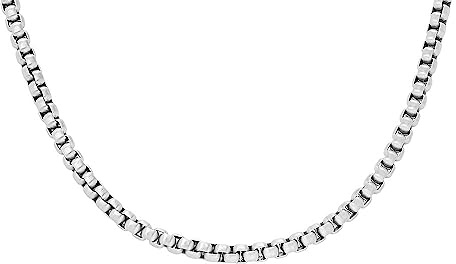 Fossil Herrhalsband i rostfritt stål eller halvädelstenar med hummerlås, Romerskt silver