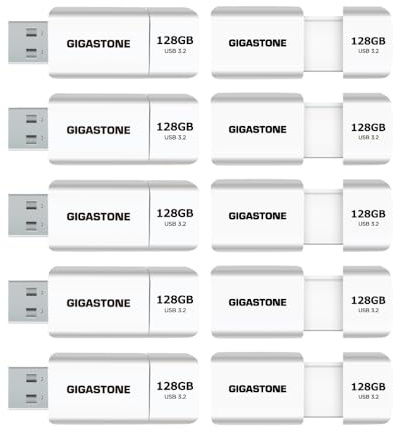 GIGASTONE 128GB Flash-Laufwerk (10 Stück) Z60 USB 3.2 Gen 1, 120MB/s UltraSchnell, Capless, Datenspeicherung, Backup für PC/Mac/TV/Auto, USB 2.0/3.0/3.1 Kompatibel