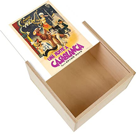 Fabulous Box aus Holz – Eine Nacht in Casablanca Altes italienisches Filmplakat Retro Poster Kino Vintage (11 x 11 x 3,5 cm)