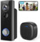XTU 2K HD Videocitofono Wifi, Campanello senza fili da Esterno, Citofono con Suoneria, Supporto Multiangolo, Visione Notturna, Rilevamento Movimento PIR, Audio Bidirezionale, Supporto Alexa