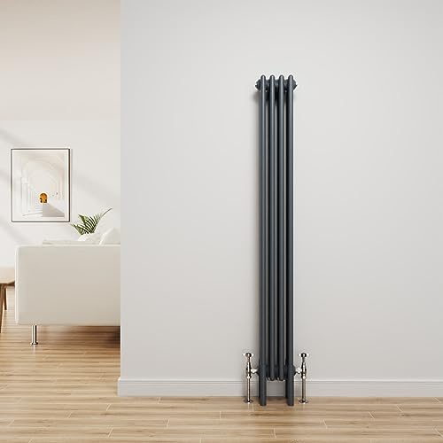 NRG Radiateur traditionnel anthracite en fonte 4 colonnes chauffage central vertical Radiateurs de salle de bain Radiateurs 1500 x 200 mm