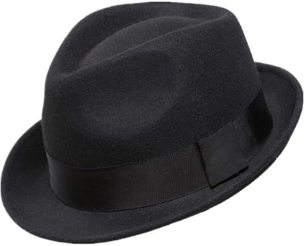 Decentron Men's Wool Felt Winter Hat Short Brim Fedora Hat Black Medium