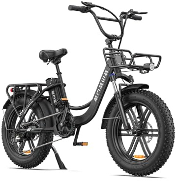 ENGWE L20 Vuxen Elektrisk cykel, 20'' ×4.0'' fettdäck elektrisk cykel för kvinnor, 7 hastigheter, avtagbart batteri 48V 13Ah Autonomi bis zu 40-120 km E-Bike (Svart)