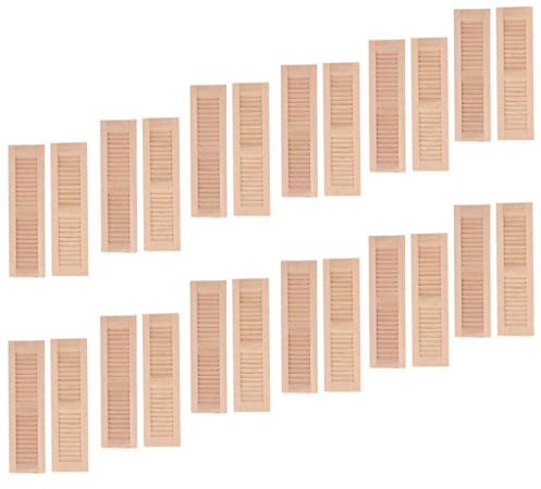 Amagogo 24 Stücke Unbemalt 1:12 Puppenhaus Holz Fensterläden Bausatz, Möbel DIY Bastelset Sammlung