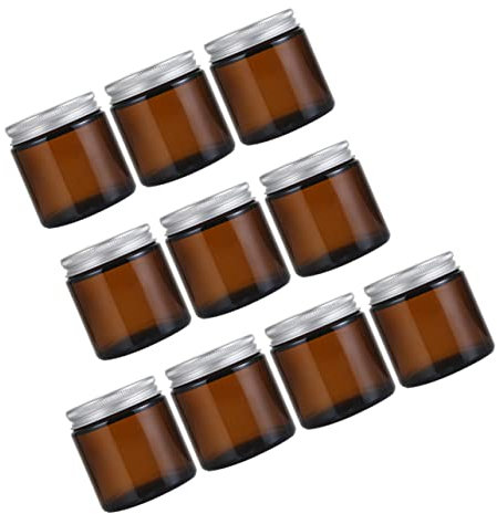 Lurrose 10pièces Lot De Pots Bougies Verre Ambré Avec Couvercle Contenant Pour Bougies Parfumées Diy Aromathérapie Et Parfum Récipient Et Sécurisé Pour Maison Et Salle De Bain
