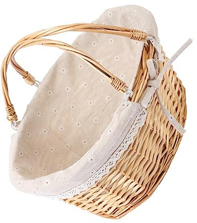 VINTORKY Natürlicher Geflochtener Korb Großer Picknickkorb Für Hochzeiten Und Blumen Handgefertigter Aufbewahrungskorb Mit Praktischen Tragegriffen Für Zuhause Und Veranstaltungen