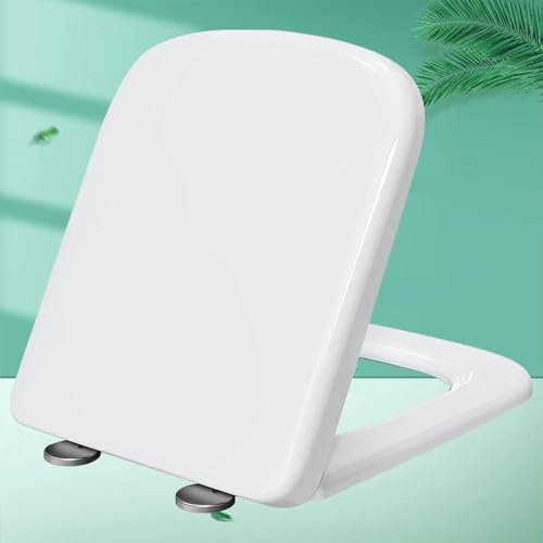 Toilettendeckel mit Absenkautomatik WC Sitz Softclose Familien Klobrille Quick Release Easy-Clean-Funktion Klo-Deckel für Jede Toilette Geeignet,white-36 * 44cm