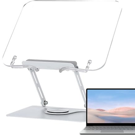 Bucherhöhung, drehbarer Leseständer, Schreibtisch-Bücherständer, 360 Grad drehbarer Laptop-Bucherhöhung, faltbarer Buchständer, höhenverstellbarer Schreibtischständer für Laptop, Acryl,