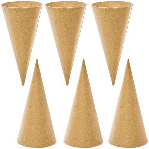 Baker Ross FN216 DYO Cardboard Cones - Pack of 6, Tall Card Cone Cups to Decorate