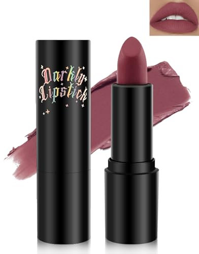 Lippenstift Dunkel Rot Matt,Hoch Pigmentiert Matte Nude Lipstick,Lang Anhaltender Weiche Samtige Feine Textur Lippenstifte, Kussechter Wasserdichter Lipgloss Für Party Masquerade Weihnachten Makeup-02