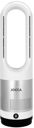 JOCCA - Ventilador Sin Aspas Frío y Calor | Control Táctil y Mando a Distancia | Modo Silencioso | 8 Niveles de Velocidad | Oscilación y Temporizador 1-9h | Ventilador 20W y Calefactor 1200W |