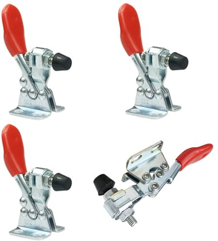 Wjelet 4pcs Toggle Clamp for Woodwork GH-201, 60Lbs Quick Release Welding Clamps, Anti-Slip Toggle Clamps,for Woodwork Projects(Red)