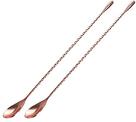 MAGICLULU Cuillères À Mélanger En Acier Inoxydable 2 Pièces 11.81 Pouces Cuillères À Cocktail Spirale Avec Poignée En Forme De Larme Pour Bar Maison Réceptions