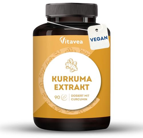 Kurkuma-Extrakt mit Curcumin – 4420 mg Kurkuma - Hochdosierte Kurkuma-Kapseln - 90 Kapseln – Vitavea