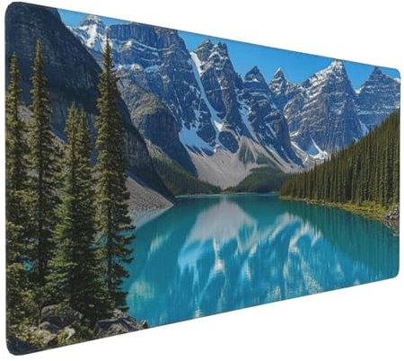 Gaming Mauspad XXL Landschaft Mousepad 1000x500x4mm Schneeberg Verlängertes Mauspad Schreibtischauflage,Genähte Kanten Mauspad,Verbessert Präzision Geschwindigkeit Wasserdicht Geeignet für Büro,Spiele