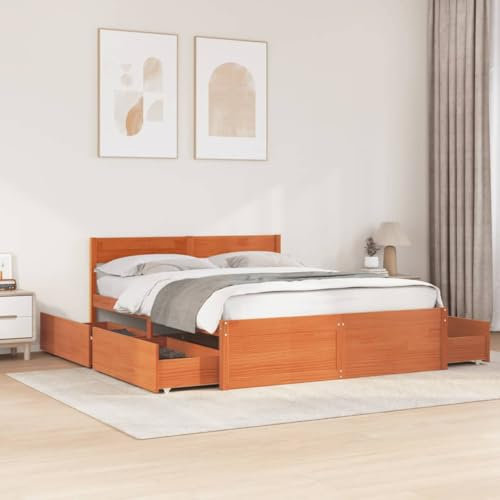 Generisch Massivholzbett ohne Matratze Wachs140x200 cm Kiefernholz,jiangboyue-3282350