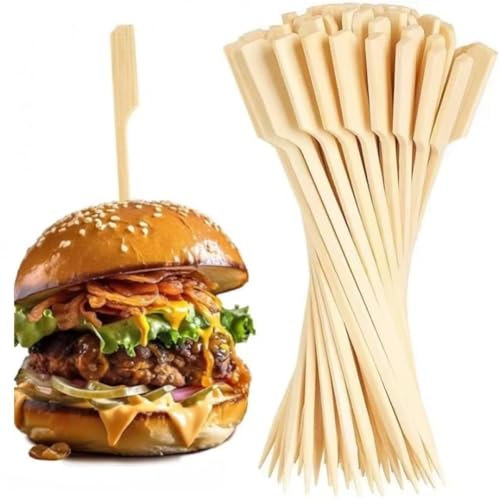 Glixoft Brochetas De Bambú, 100 Uds., Palitos De Bambú, Brochetas De Madera para Barbacoa, Aperitivo, Cóctel, Kebab, Fuente De Frutas Y Chocolate, Herramienta De Cocina