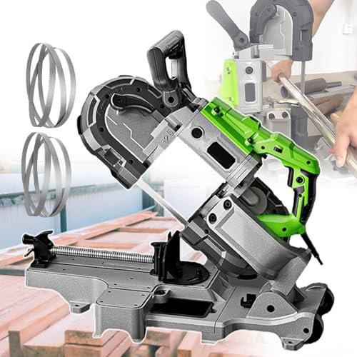 Handgeführte Bandsäge Mit 6 Geschwindigkeiten, Mit Winkelverstellbarer Basis, Bandsäge Zum Schneiden Von Metall, Integriertes LED-Licht, Tischbandsäge Für Holz-/Fleischschneidearbeiten
