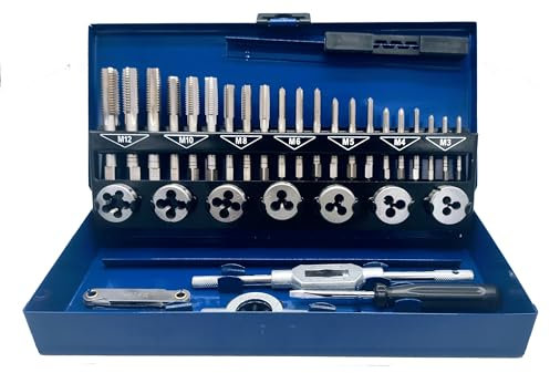 PRO by Lienemann® Gewindeschneider Set 32-tlg. | Gewindebohrer HSS M3 - M12 | inkl. Windeisen & Schneideisenhalter & Gewindeschneidkluppe | Ideal für Innen- und Außengewinde | Art. Nr.: 2352032