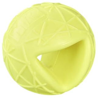 Martin Rütter Funkyball – robuster Spielball für Hunde, befüllbar, aus 100% Naturmaterial, unvorhersehbar hüpfend, fördert Bewegung und geistige Auslastung (Neongelb)