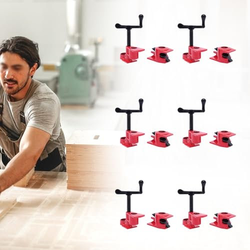 6 Stücks Rohr-Schraubenklemmen - 3/4 Zoll 26.5 mm Holz Kleben Rohrschellen Set, Heavy Duty Gusseisen Schnellspanner Rohrschellen für die Holzbearbeitung, DIY Handwerkzeug Kit für Schlauch, Rohr