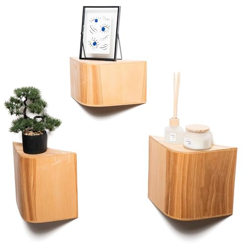 EWART WOODS Estante flotante de pared para plantas, estantes montados en la pared, juego de 3, estantes de madera con soporte oculto (nogal)