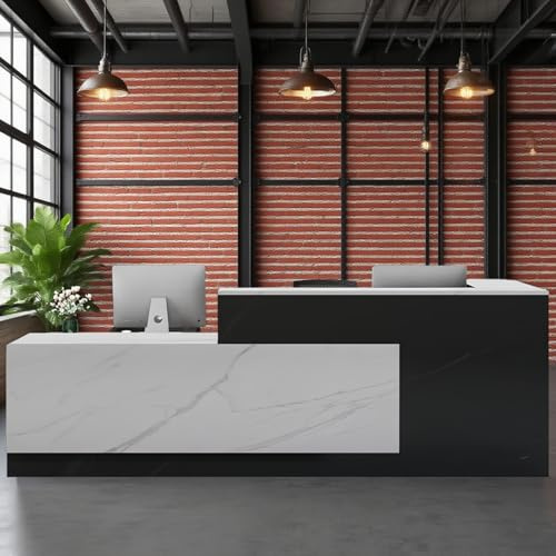 Heliosrider Empfangstheke L Form Ladentheke Verkaufstheke Moderne Empfangstheke mit GroßZüGigem Stauraum Geeignet für BüRos Rezeptionen Hotels Salons Kassen(Left,111 * 24 * 41IN)