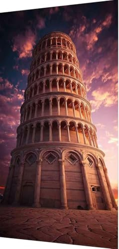 Schiefer Turm von Pisa Diamond Painting Erwachsene, Diamond Painting Rom Diamant Malerei Set für Kinder Anfänger DIY 5D Vollbohrer Kristall Stickerei Bastelset Home Wand Deko Geschenke 40x80cm l2-14bd