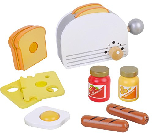 Wooden Toaster Set for Play Kitchen with Breakfast Toast and Food