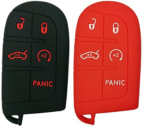 2Pcs Coolbestda Smart Key Fob Glove Cover Case Protector Keyless Jacket for 2019 2020 2021 2022 2023 2024 Jeep Grand Cherokee Compass Dodge Challenger Charger Dart Durango Journey Chrysler 300 200