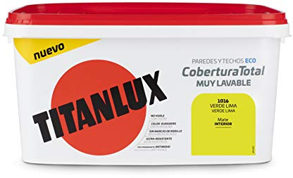 Titanlux Titan Pintura Plástica Covertura Total 4L Gama de Colores (1016 Verde Lima)