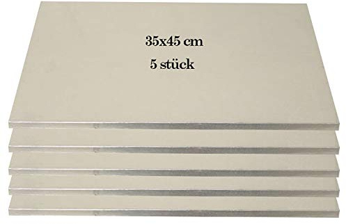 Mytortenland Tortenplatte/Cake Board Rechteck Silber 35x45 cm 5 stk.