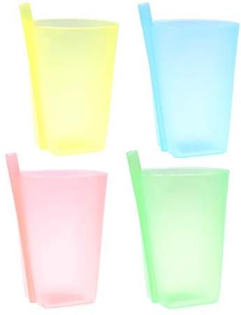 HEALLILY 4 bicchieri di paglia per bambini e bambini, in plastica, colori casuali
