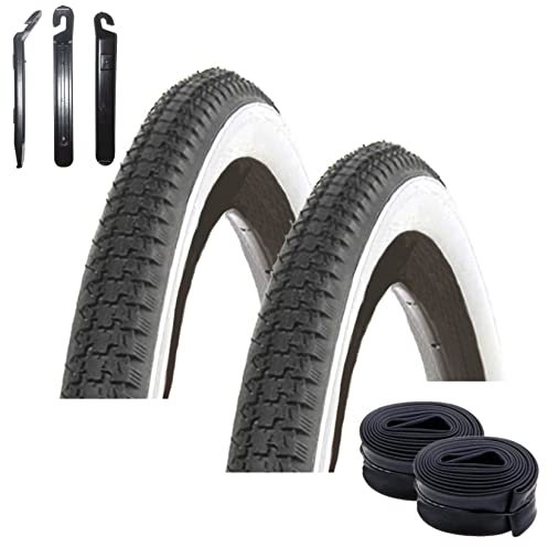 2 x Kenda K-141 28 Fahrradreifen Fahrradmantel schwarz/weiß 40-635 (28 x 1 1/2) + 2 passende Schläuche SV inkl. 3 Reifenheber