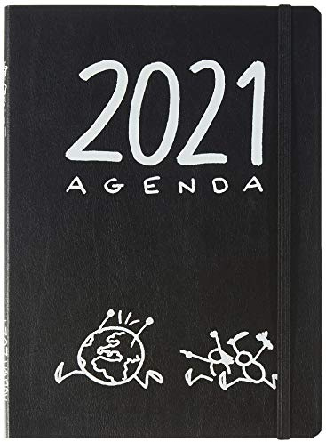 Miquelrius – Jahresplaner 2021 T-Diary – Castellano, Wochenansicht, Größe 155 x 213 mm (~ A5), Papier 90 g, flexibler Einband aus regeneriertem Leder, Farbe Schwarz, Essen die Welt