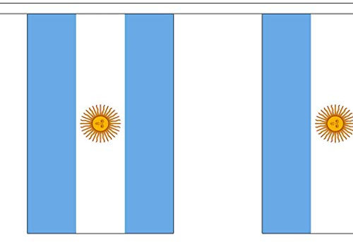 Banderines Argentina - Sudamérica - Banderines de 9 metros - Poliéster - 30 banderas por 9 m de longitud - FlagSuperstore©