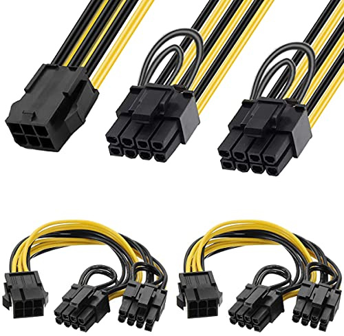 Xiatiaosann - Cable de alimentación adaptador PCIe de 6 pines a doble 2 x 8 pines (6 + 2), divisor de energía PCI Express Y - Cable de extensión divisor para tarjeta gráfica