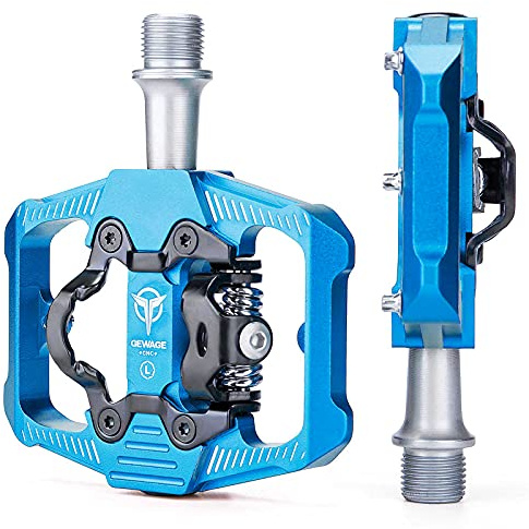 Mountain Bike Pedals - Dual Function Flat and Clipless Pedal - 3 Sealed Bearing Platform Pedals Clipless Compatible, Bicycle Pedals for BMX Spin Exercise Peloton Trekking Bike