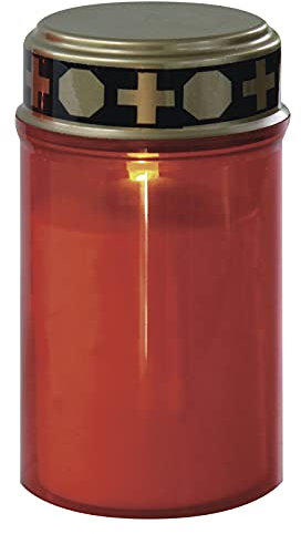 EMOS DCCV19 LED Grave Candle, Grave Light with Timer, IP44 Waterproof Grave Light for Outdoor Use, Red Battery Operated Grave Lamp/Cemetery Candle, 10,000 Hours Life 7 x 12.5 cm