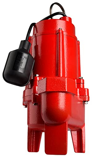 Red Lion RL75WA 115 Volt, 3/4 HP, 8400 GPH Sewage Pump with Piggyback Tethered Switch and 20-Ft. Power Cord, Red, 14942664
